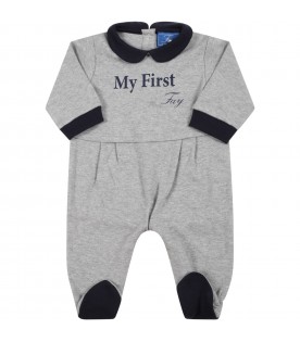 Gray set for baby boy with blue logo