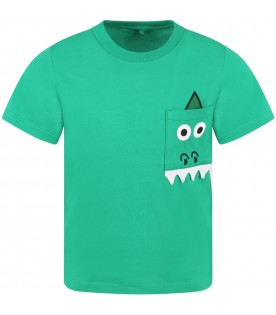 Green t-shirt for boy with crocodile