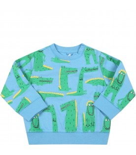 Light-blue sweatshirt for baby boy with crocodiles