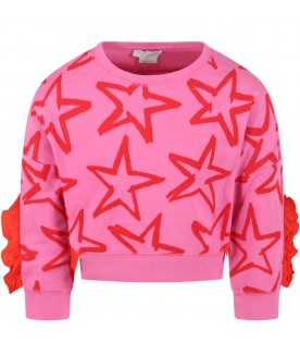 Fuchsia sweatshirt for girl with stars