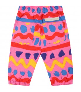 Multicolor trousers for baby girl with designs