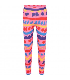 Fuchsia leggings for girl with prints