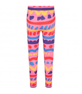 Fuchsia leggings for girl with prints