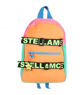 Multicolor backpack for girl with logos