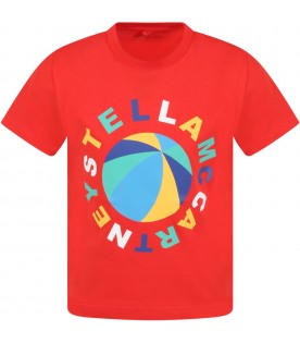 Red t-shirt for boy with ball