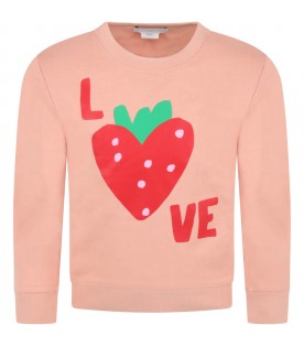 Pink sweatshirt for girl with strawberry