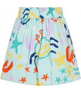 Light blue skirt for girl with prints
