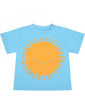 Light-blue T-shirt for baby boy with yellow sun
