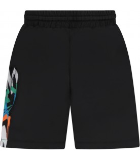 Black swimsuit for boy with logos