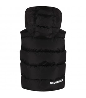 Black vest for boy with white logo