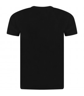 Black T-shirt for boy with white logo