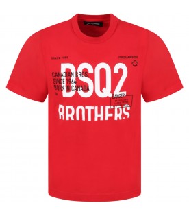 Red T-shirt for boy with white logo
