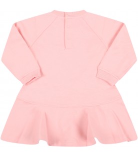 Pink dress for baby girl with teddy bear