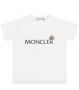 T-shirt bianca per neonati con logo