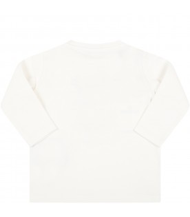 T-shirt bianca per neonati con orso