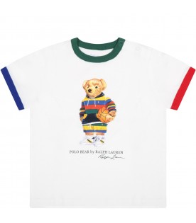 White t-shirt for baby boy witth bear