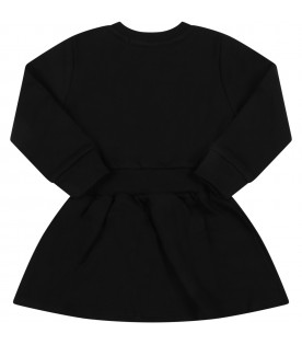 Black dress for baby girl with white logo
