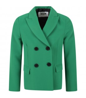 Green jacket for girl with patch logo