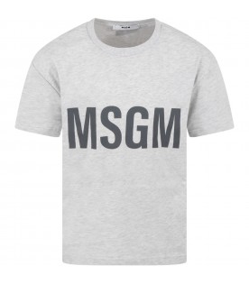 Gray t-shirt for kids with dark gray logo
