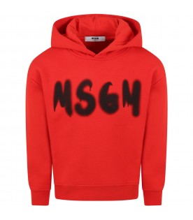 Red sweatshirt for kids with black logo