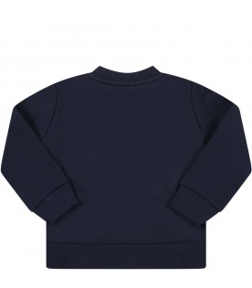 Blue sweatshirt for baby boy with white logo