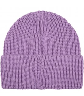 Purple hat for girl with white logo