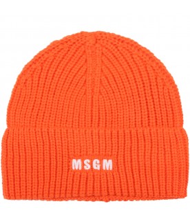 Orange hat for girl with white logo
