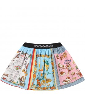 Multicolor skirt for baby girl with prints