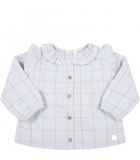 Light blue shirt for baby girl with logo