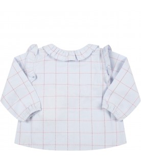 Light blue shirt for baby girl with logo