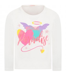 White T-shirt for girl with colorful hearts