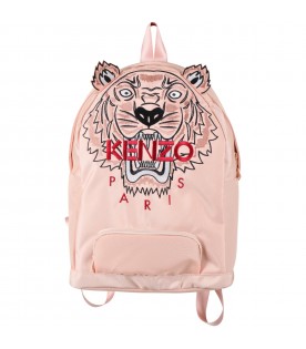 Pink backpack for girl with tiger