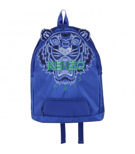 Blue backpack for boy with tiger