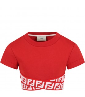 T-shirt rossa per bambina con doppia FF