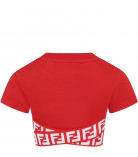 T-shirt rossa per bambina con doppia FF