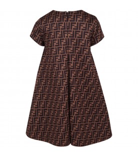 Brown dress for girl with double FF