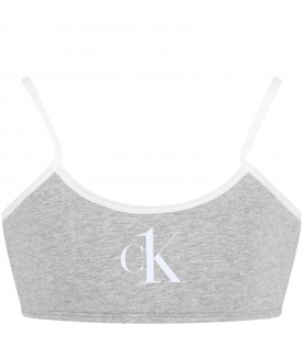 Grey top for girl with logo