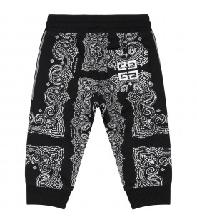 Black sweatpants for baby boy with logo