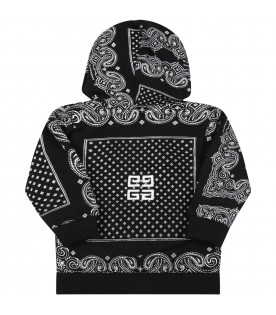 Black sweatshirt for baby boy with logo