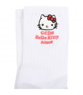 White socks for girl with Hello Kitty