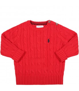 Red sweatshirt for baby kids with pony logo