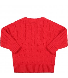 Red sweatshirt for baby kids with pony logo