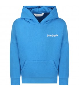 Light-blue sweatshirt for kids with white logo
