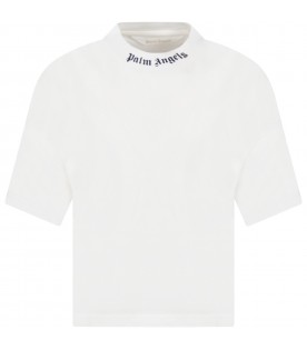 T-shirt bianca per bambini con logo blu
