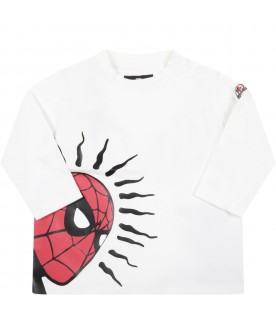 White t-shirt for baby boy with Spiderman