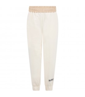 Ivory sweatpant for kids with logo