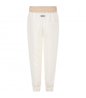 Ivory sweatpant for kids with logo