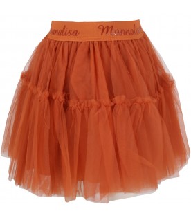 Orange skirt for girl with logos