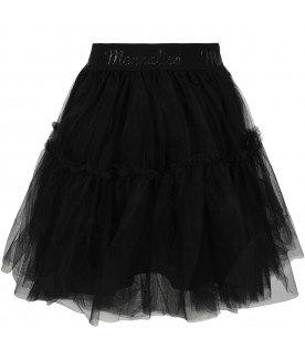 Black skirt for girl with logos