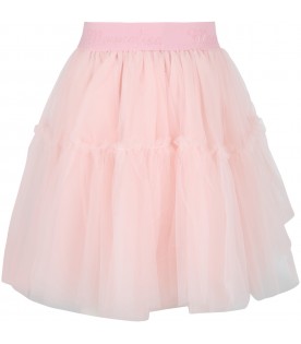 Pink skirt for girl with logos